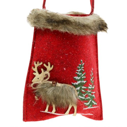 tételeket Karácsonyi táska piros bundával 15,5cm x 18cm 3db