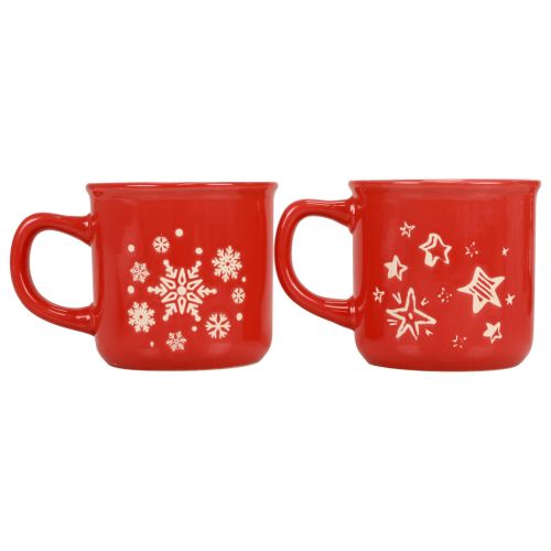 Karácsonyi poharak csésze piros kerámia csésze H9cm 2db