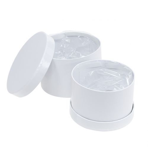 Floristik24 Virágláda Virágláda fehér kerek Ø14cm - Ø16cm 2db