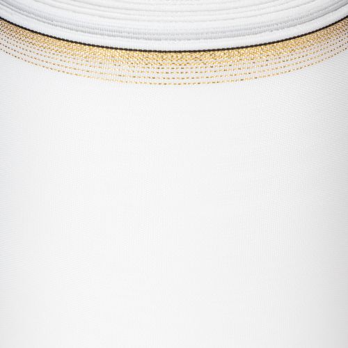 tételeket Fehér moaré koszorú szalag arany gyöngy szegéllyel, 175 mm - Elegáns szalag dekorációhoz és virágkötészethez