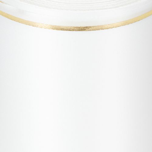 tételeket Fehér koszorú szalag arany szegéllyel számítógépes nyomtatáshoz, szatén szalag, vízálló, 25m x 125mm