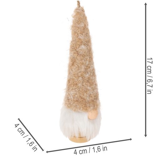 Dekoratív gnóm figura szakállal, akasztásra, 17 cm, 6 darab | Floristik24.hu