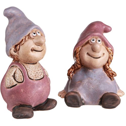 Floristik24 Gnome Spring Boy Girl Pair Purple Pink H10/14cm 2 db