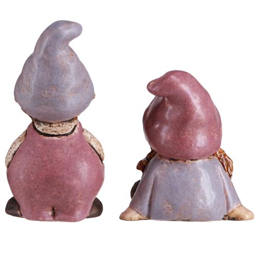 tételeket Gnome Spring Boy Girl Pair Purple Pink H10/14cm 2 db