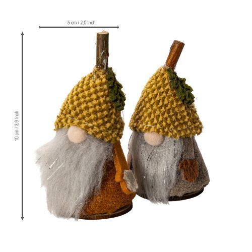 Gnóm figurakészlet kötött sapkával és makkal, 10 cm, 6 darabos | Floristik24.hu