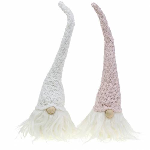 Floristik24 Gnome gyapjú sapkával rózsaszín / fehér 43cm 2db