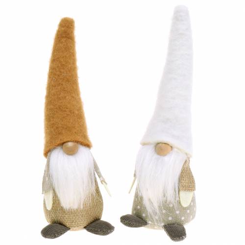 Floristik24 Gnome szakállas barna, fehér, natúr 16cm 2db