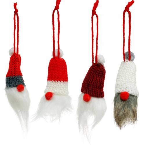 tételeket Gnome hegyes kalappal akasztható piros, fehér, szürke L10-12cm 12db