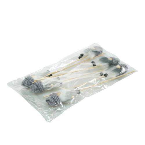 Floristik24 Virágdugós gnóm gyapjúkalappal szürke 8,5cm L29cm 6db