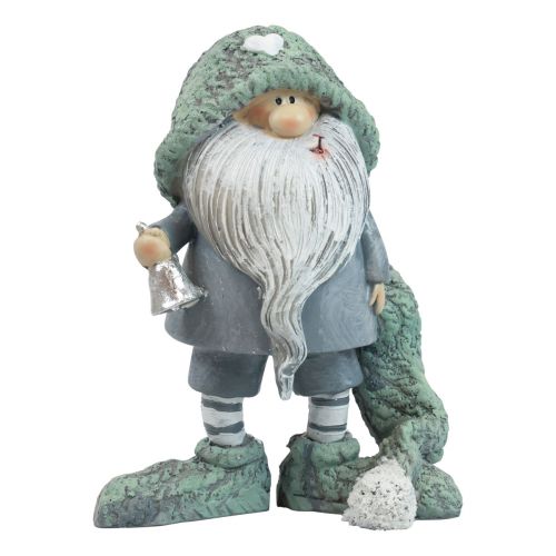 Floristik24 Gnome karácsonyi törpe díszfigura szürke zöld 10,5×7×14cm