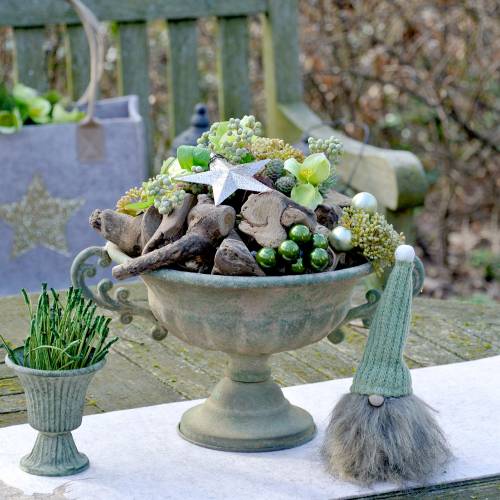 Floristik24 Gnóm gyapjúkalappal zöld 21cm 2db