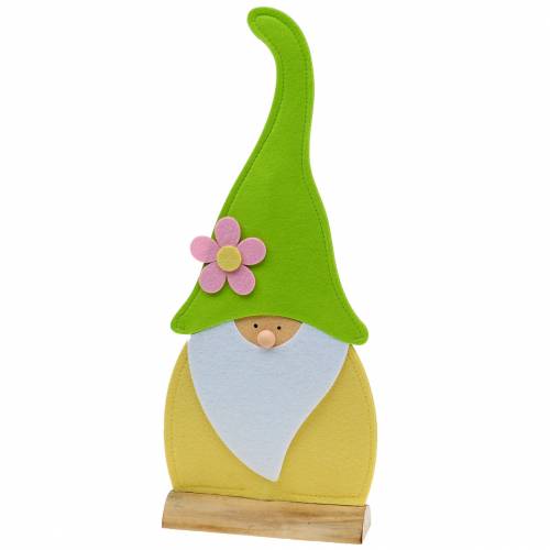 Gnome törpe álló filc zöld, sárga, fehér, rózsaszín 33cm × 7cm H81cm kirakatba