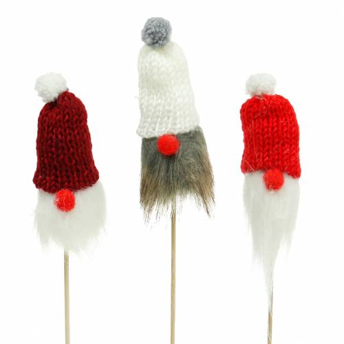 tételeket Gnome ragasszon kötött sapkával piros, fehér, szürke 11-13cm L34-35,5cm 12db