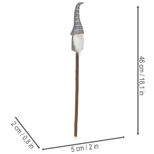 Gnóm díszfigura csíkos kalappal fa pálcán, 46cm, 6 darab | Floristik24.hu