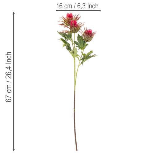 Műbőr vörös bogáncs ág dekorációhoz, 67cm, 3 darab | Floristik24.hu