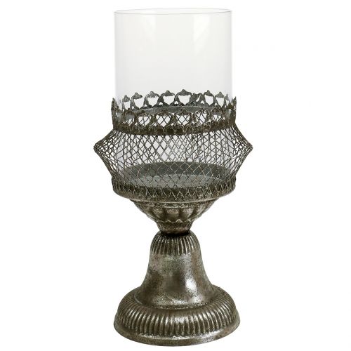 Lámpás antik üveg és fém Ø14cm H27cm