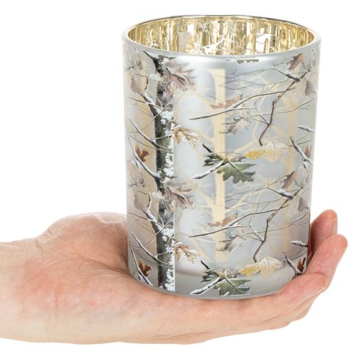 Üveglámpás ágmintával, arany belsővel, 12 cm | Floristik24.hu
