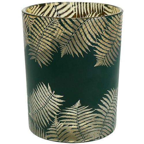 Lámpás üveg páfrányzöld Ø10cm H12,5cm