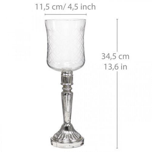 tételeket Lámpás üveg gyertyaüveg antik megjelenés tiszta, ezüst Ø11,5cm H34,5cm