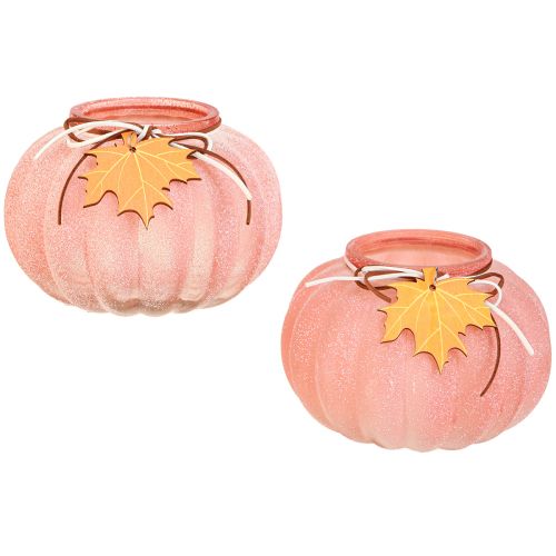 Floristik24 Lámpás üveg sütőtök teamécses matt Ø16cm H11cm 2db