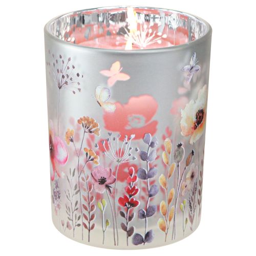 tételeket Lámpás üveg mákos réti ezüst színű H12,5cm 2 db