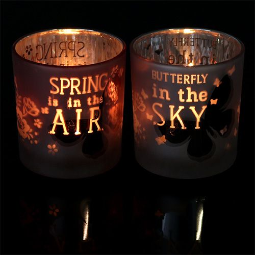 Floristik24 Lámpás üveg rózsaszín Ø7,5cm H8cm 4db