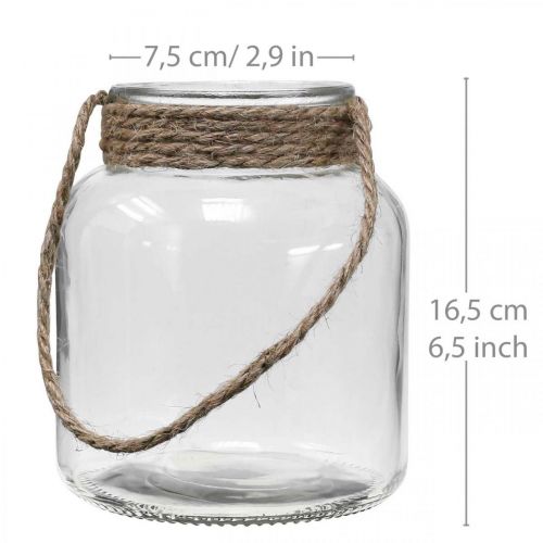 Floristik24 Lámpás üveg, teamécses tartó akasztáshoz H16,5cm Ø14,5cm