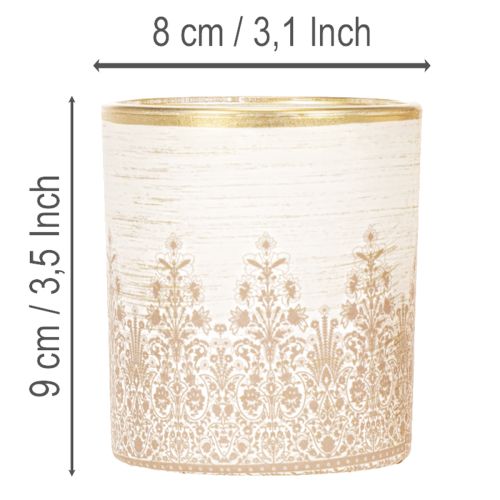Üveg mécsestartó virágmintával, Ø8cm M9cm, 2 darab | Floristik24.hu