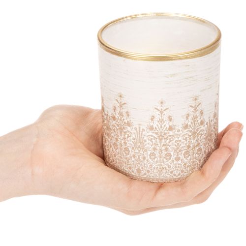 Üveg mécsestartó virágmintával, Ø8cm M9cm, 2 darab | Floristik24.hu