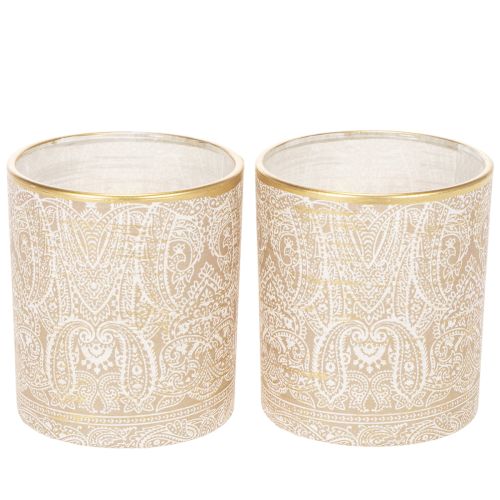 Üveg mécsestartó paisley mintával, Ø8cm, M9cm, 2 darab vétel | Floristik24.hu