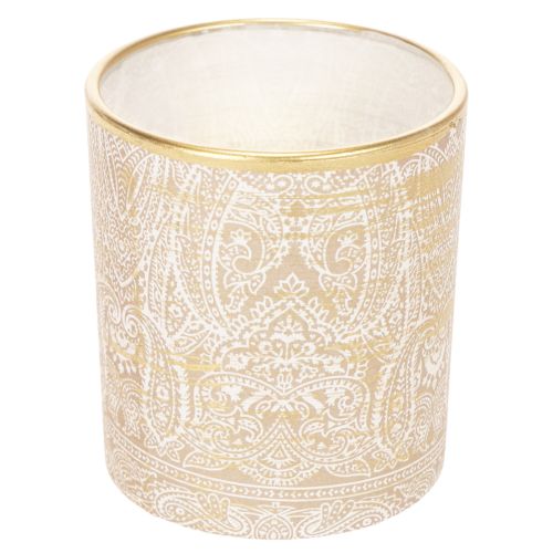 Üveg mécsestartó paisley mintával, Ø8cm, M9cm, 2 darab | Floristik24.hu