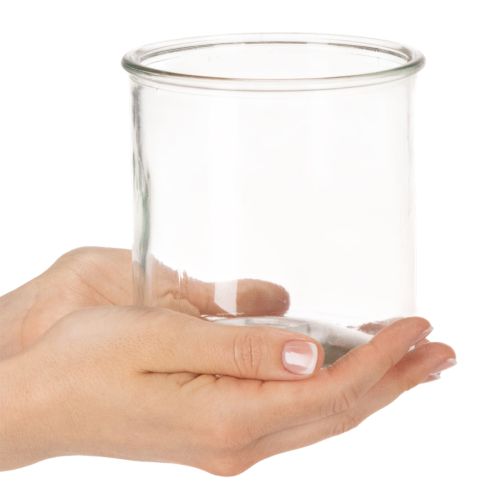 Üveg mécsestartó, kerek, átlátszó üveg, sokoldalú, 12 cm, 2 darab | Floristik24.hu