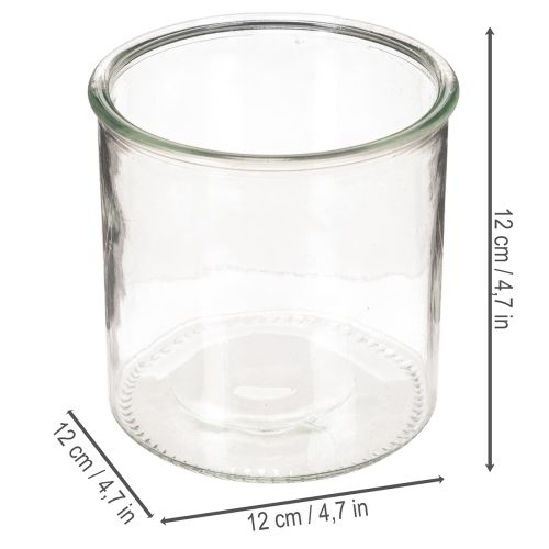 Üveg mécsestartó, kerek, átlátszó üveg, sokoldalú, 12 cm, 2 darab | Floristik24.hu