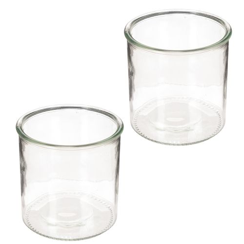 Üveg mécsestartó, kerek, átlátszó üveg, sokoldalú, 12 cm, 2 darab | Floristik24.hu