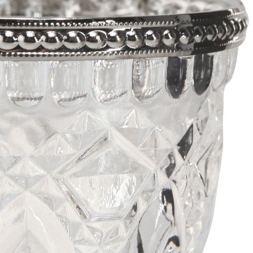 Floristik24 Lámpás üveg fém éllel átlátszó Ø9cm H10,5cm 6 db