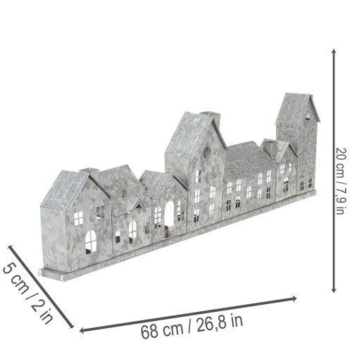 Dekoratív házsor mécsestartókkal, adventi dekoráció, 68cm | Floristik24.hu