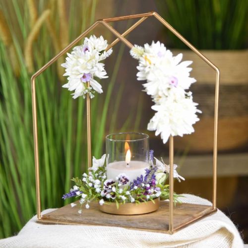 Floristik24 Lámpás ház fém dekoráció teamécses gyertyaüveg 20×16×26cm