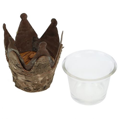 Floristik24 Lámpás korona nyírfával és fémmel Ø7cm H7,5cm 3db