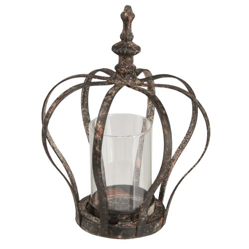 Floristik24 Lámpás korona barna rozsda gyertyaüveggel Ø14cm H18cm