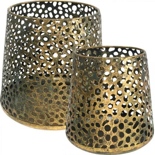 Szélfény lámpa arany Ø14/20,5cm H14,5/19,5cm 2 db-os készlet