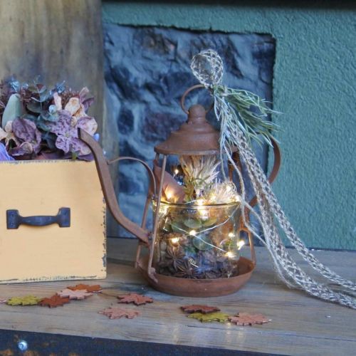 Floristik24 Lámpás fém üveg teáskanna patina díszítés Ø15cm H26cm