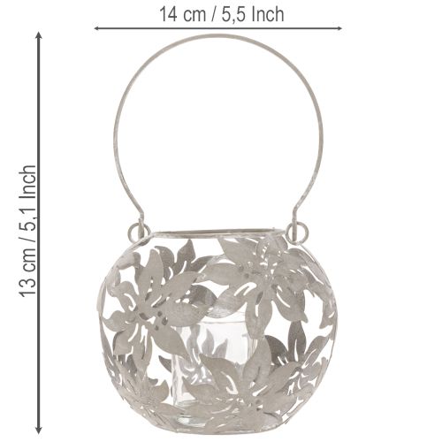 Fém Windlight Függő Dekorációs Lámpás Szürke Ø14cm M13cm | Floristik24.hu