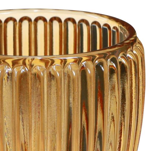 tételeket Lámpás narancssárga gyertyatartó Üveg Retro Ø7cm H7cm 6 db