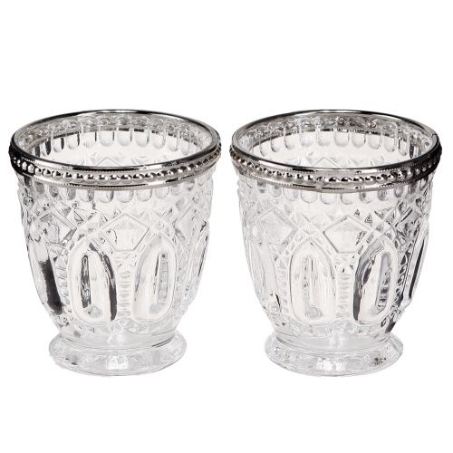 Floristik24 Szélkönnyű retro üveg fém éllel átlátszó Ø7cm H8cm 6 db