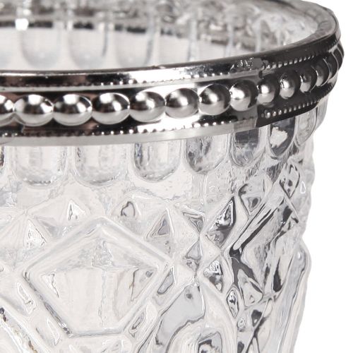 Floristik24 Szélkönnyű retro üveg fém éllel átlátszó Ø7cm H8cm 6 db