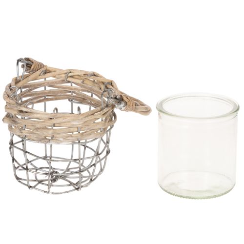 Mécsestartó, üveg, fém, fűzfa, Ø10.5cm, 3 darab | Floristik24.hu