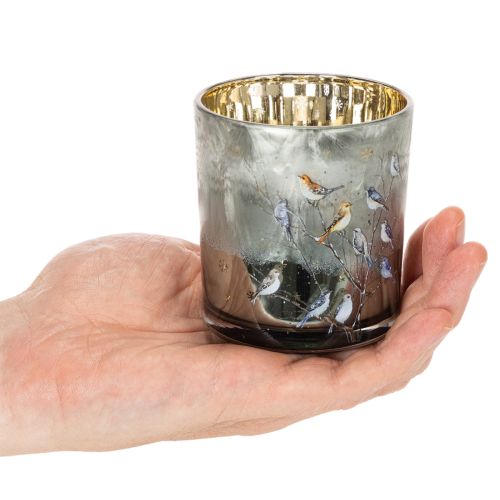Üveg mécsestartó madár és hópehely motívummal, 8 cm, 2 darab | Floristik24.hu