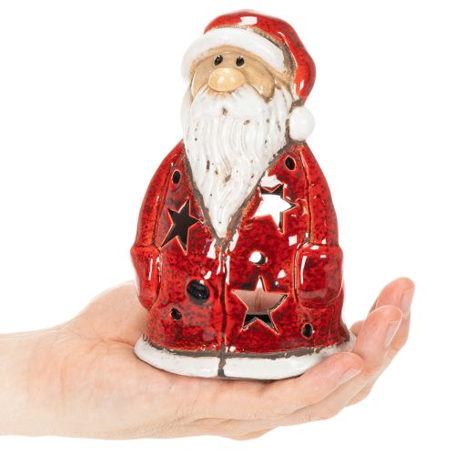 Mikulás díszfigura mécsestartóként csillagokkal, asztaldísz, 15cm | Floristik24.hu