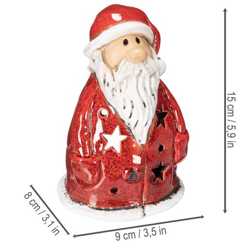 Mikulás díszfigura mécsestartóként csillagokkal, asztaldísz, 15cm | Floristik24.hu
