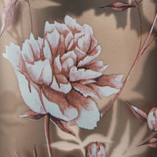 tételeket Üveglámpás barna ezüst rózsaszín pünkösdi rózsákkal, 18 cm